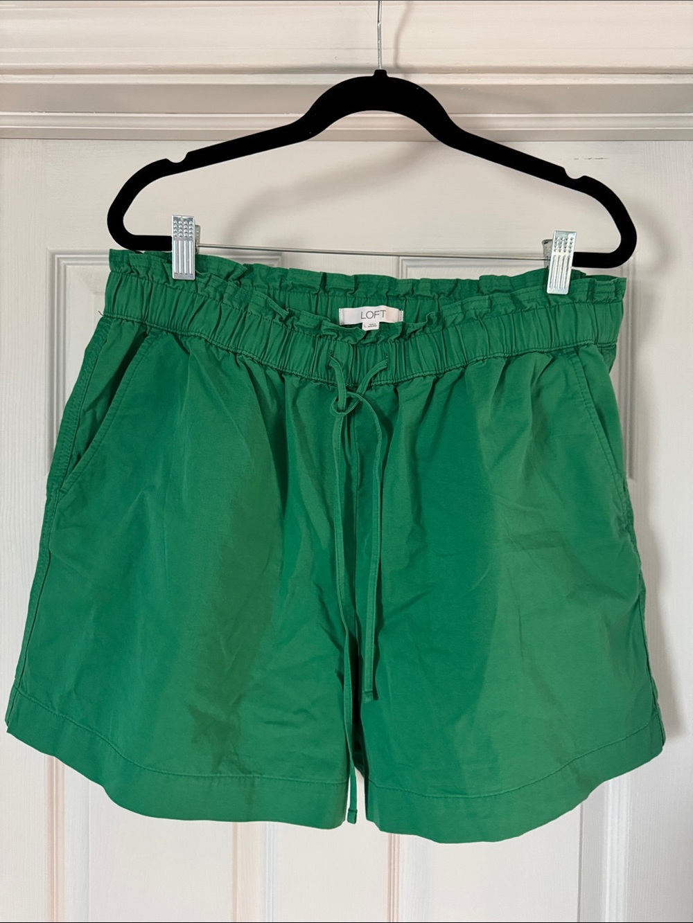 LOFT Kelly Green Drawstring Paperbag Waist Shorts